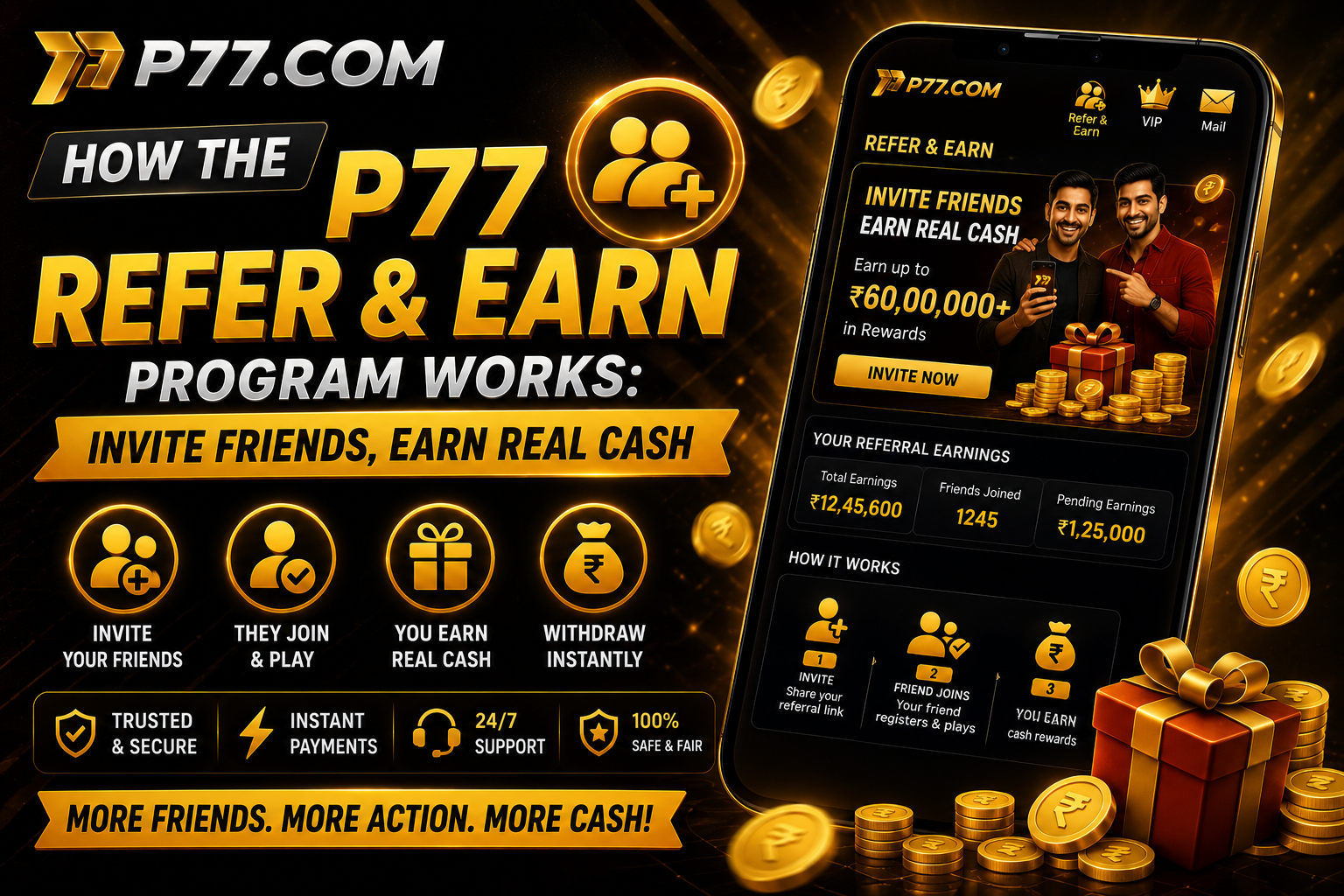 How the P77 Refer & Earn Program Works: Invite Friends, Earn Real Cash
